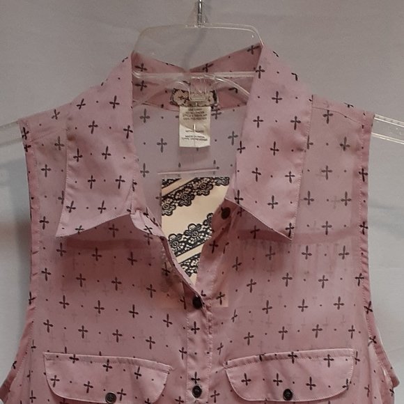 Blouse.  Pink barely sheer - Picture 2 of 9